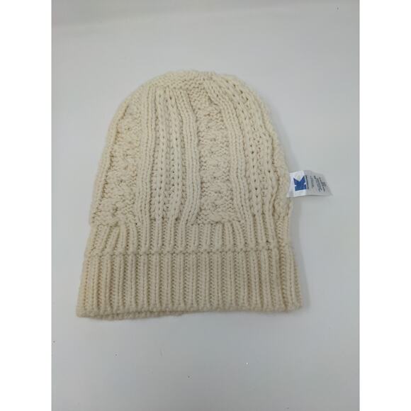 K Accessories Cable Knit Beanie Hat Cream 100% Recycle Material - Picture 7 of 11
